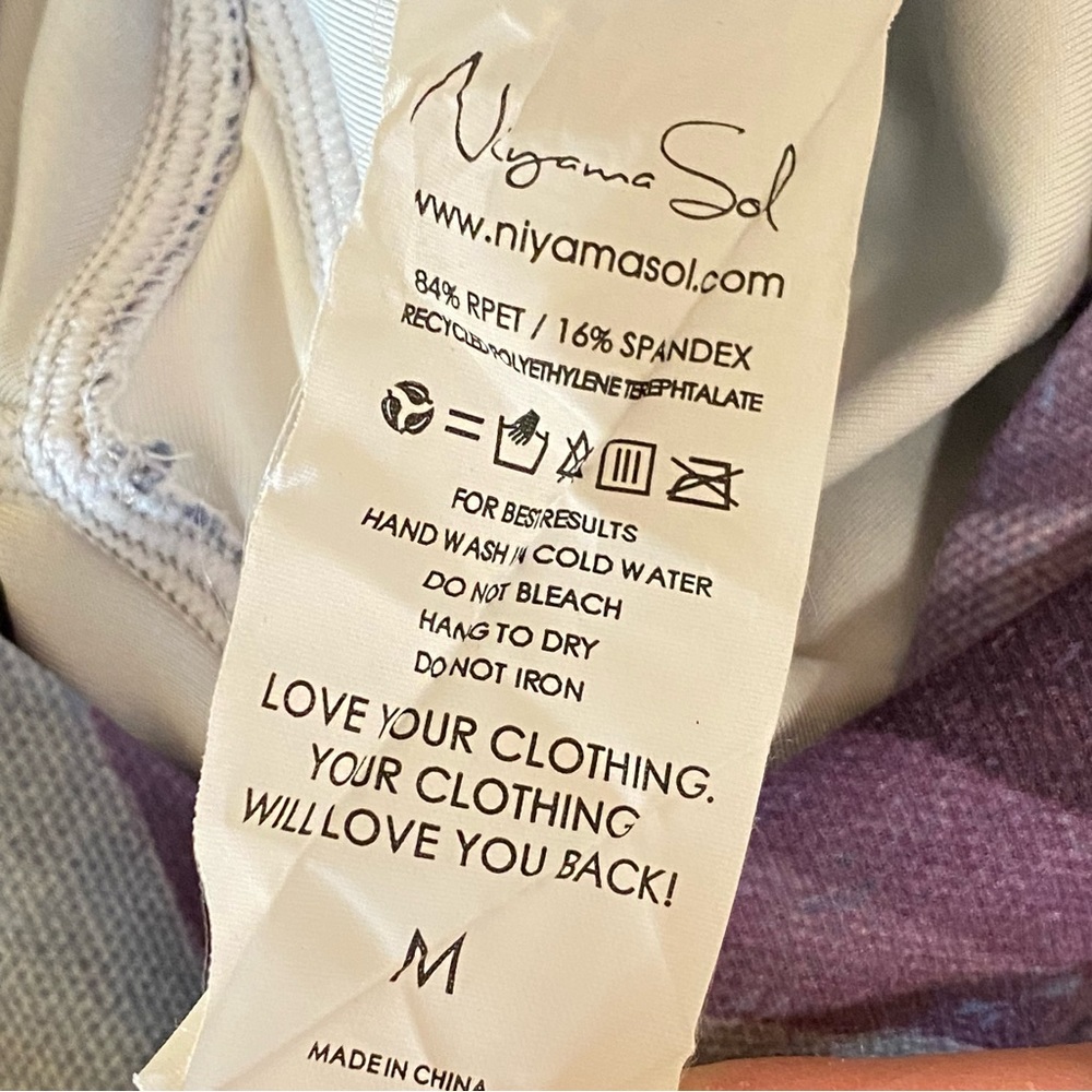 NIYAMA SOL purple blue stripe print high waisted endless leggings - Picture 8 of 9